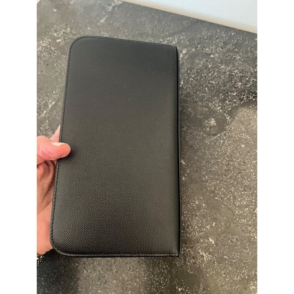 Saint Laurent Black Leather Zippered Wallet With Card Slots & Coin Pouch For Wom - Picture 3 of 11